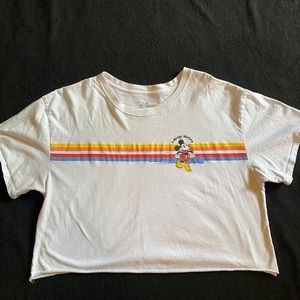 Women’s XL Striped Mickey Mouse Crop Top